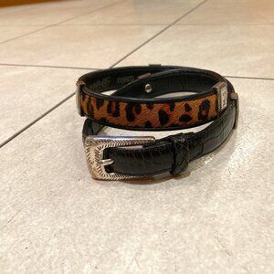 Brighton Belt Animal Print Pony Hair Silver Tone  Buckle M-30